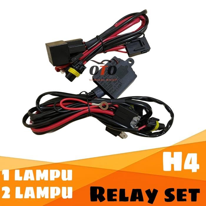 RELAY SET LAMPU MOTOR MOBIL LED & HID H4 HI LOW / BILED PROJECTOR - 2 LAMPU