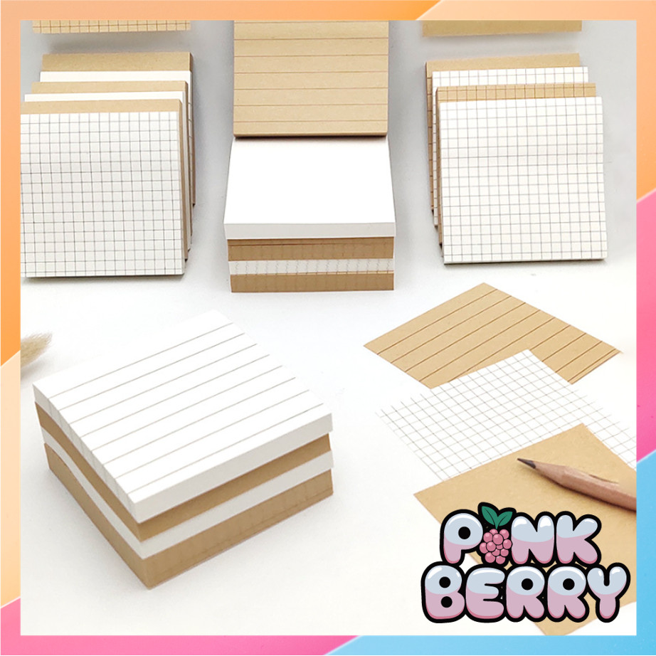 

PINK BERRY S6291 Memo Tempel Mini Simple Sticky Note Memo Kraft Paper Memopad Sticky Notes Vintage