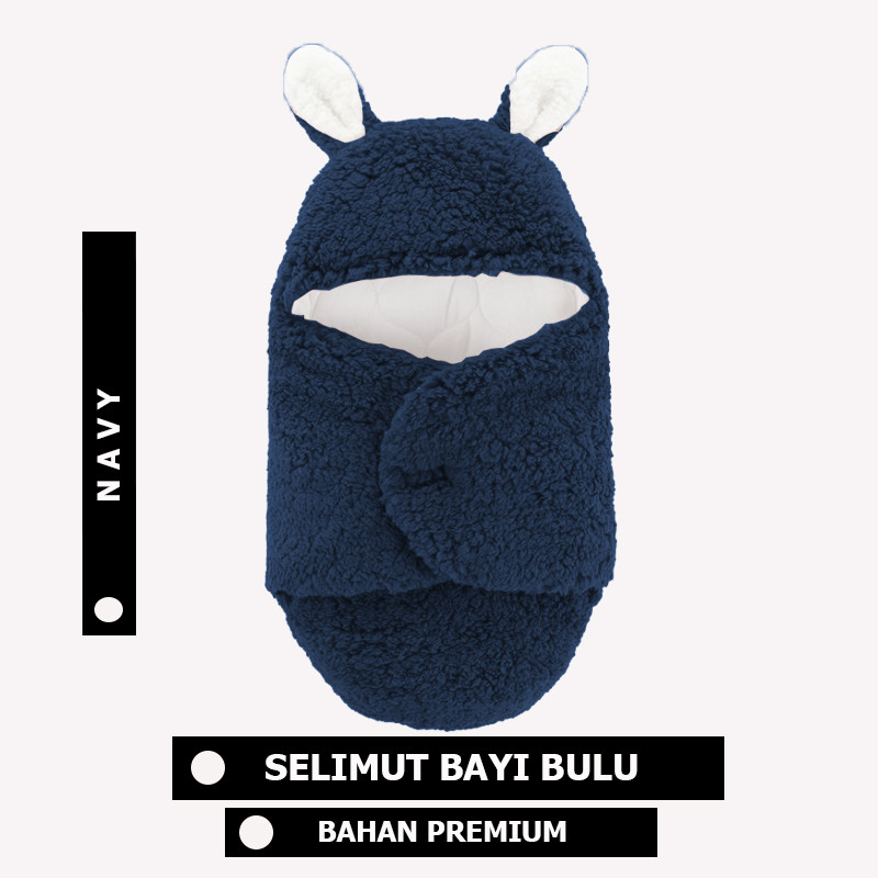 Selimut Bedong Bayi Bulu Tebal Karakter Kelinci Newborn Premium