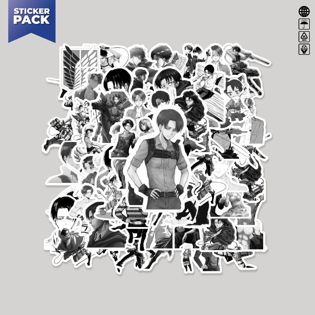 

[100PCS]Stiker Pack Stiker Anime Levi Ackerman Attack On Titan Aesthetic Vinyl Anti Air Dekorasi Sticker Laptop Buku Journal Koper Helm Casing HP Gitar Helm Skateboard