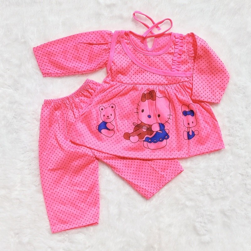 Setelan PP Piyama anak Perempuan 0-12 Bulan Motif " HK Dotty " DVD