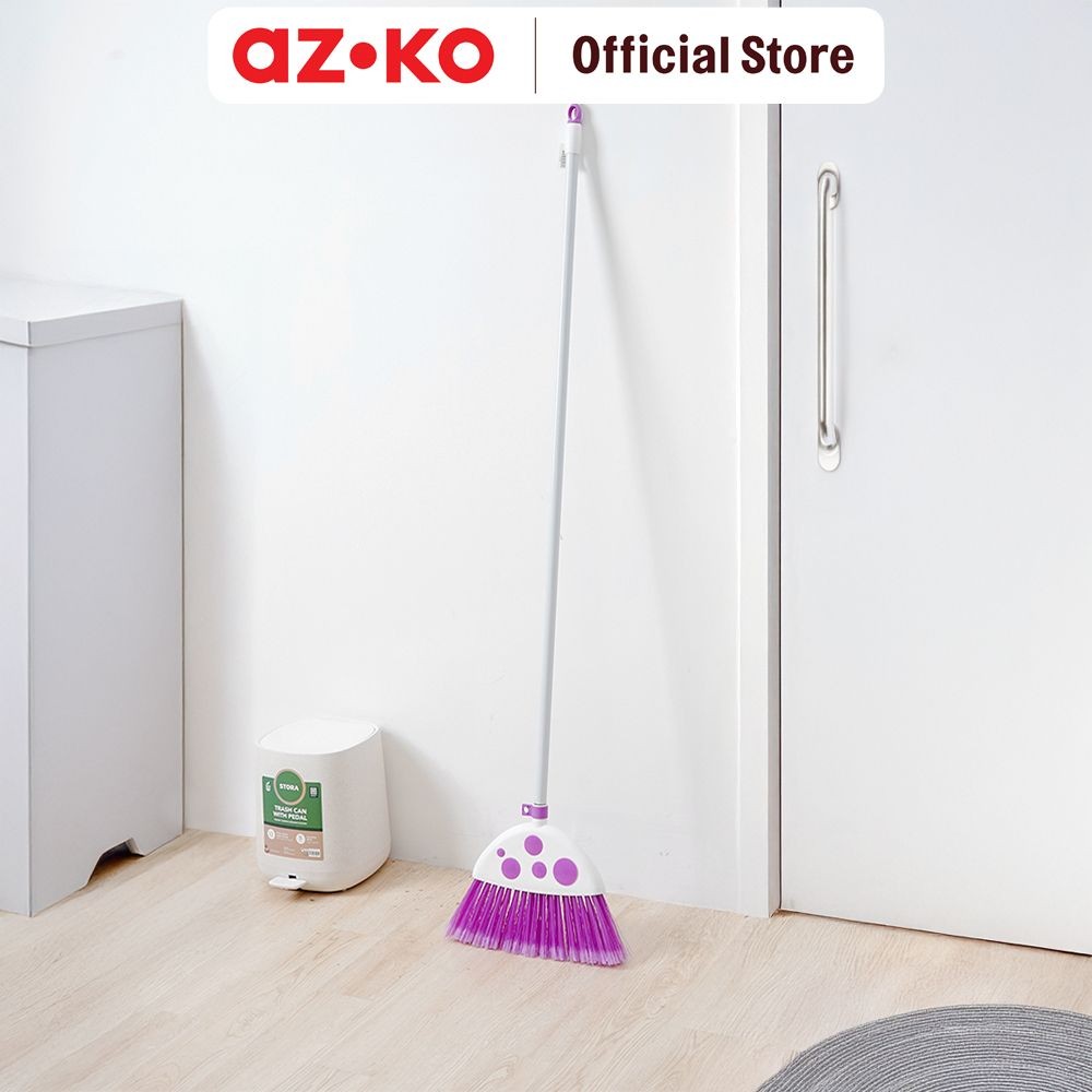 AZKO Sapu Polkadot - Ungu Putih Floor Broom Sapu Sabut Pembersih Lantai Alat Kebersihan