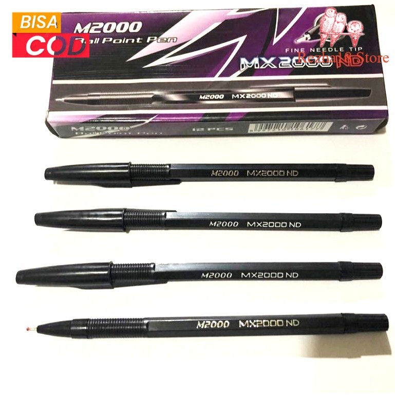 

R18 1 Box Isi 12 Pulpen MX2000ND Tinta Hitam Bolpoin Pen Pulpen Balpoint Alat Tulis Hitam