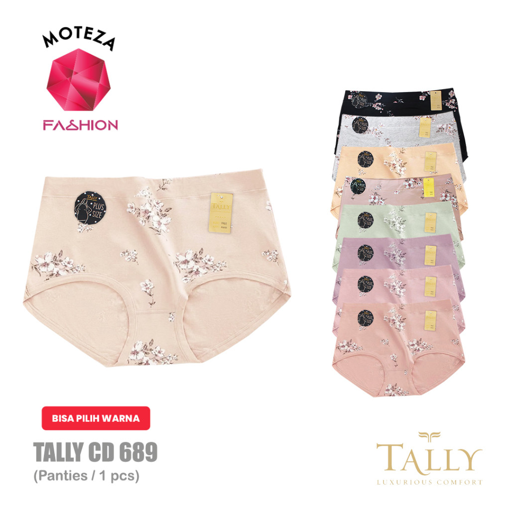Tally 689 CD Celana Dalam Wanita Jumbo Big Size - Katun High Waist Free Size Fit to XXXXL