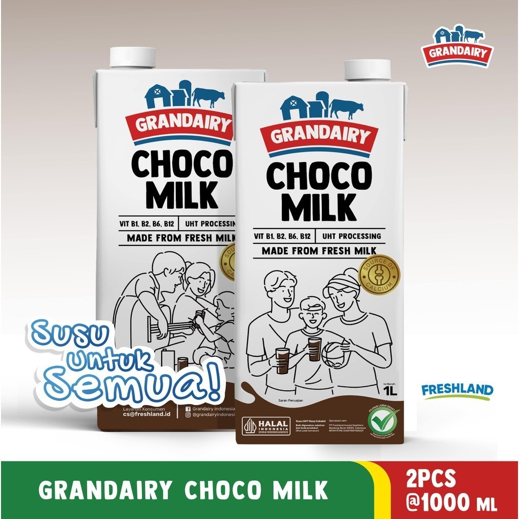 

Bundle 2 Pcs - Grandairy Susu UHT Choco Milk 1 Liter