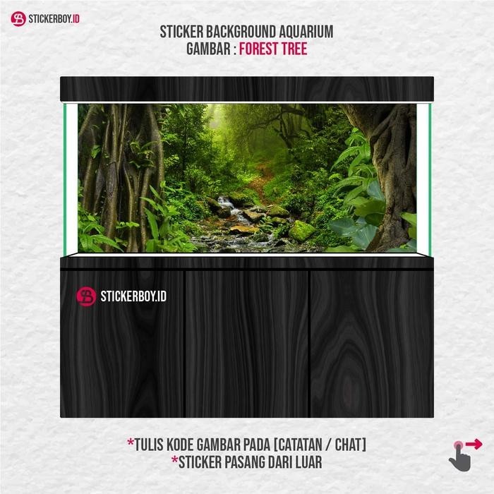 STICKER WALLPAPER UNTUK BACKGROUND AQUARIUM MOTIF BATU, NAGA, ALAM 3D - 130 X 70