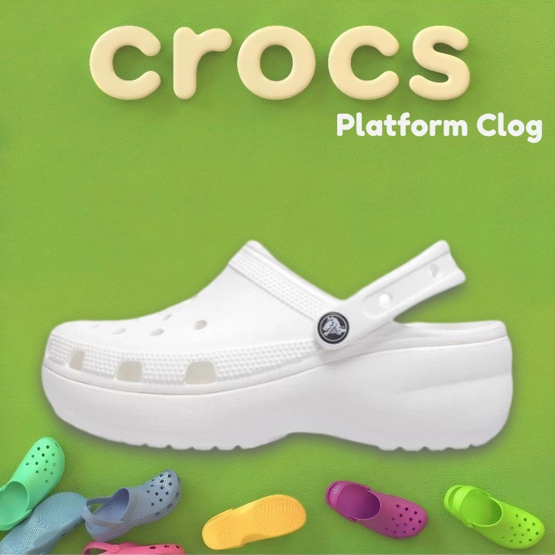 [COD] Original CROCS CLASSIC PLATFORM CLOG /Sandal Crocs Wanita CLASSIC PLATFORM CLOG-White