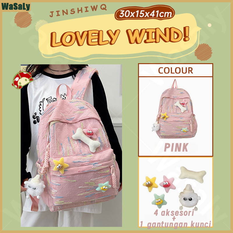 【Ready】Tas Sekolah Pink korean style Tas Fashion Import Backpack Kapasitas Besar tas ransel mini sis