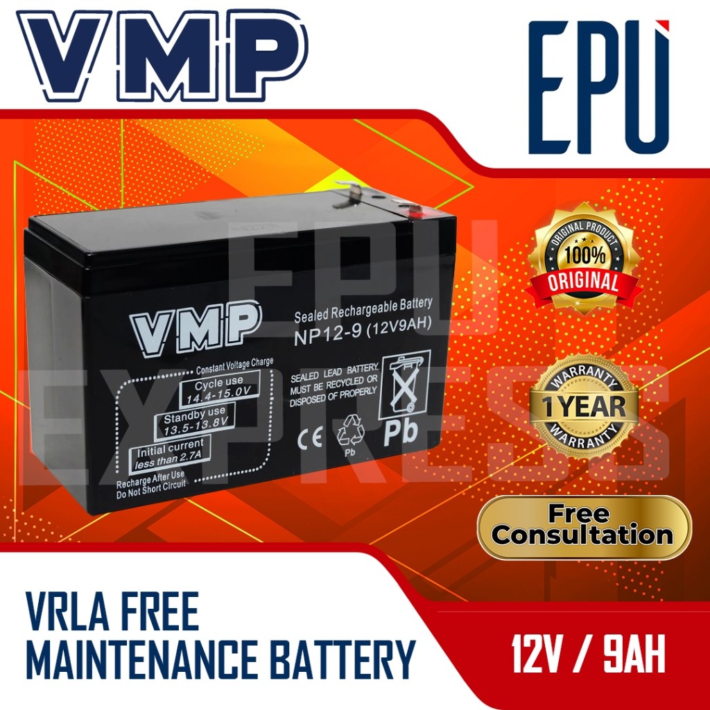Aki UPS VMP 12V 9AH 10AH Baterai UPS Aki Kering Batere Battery VRLA