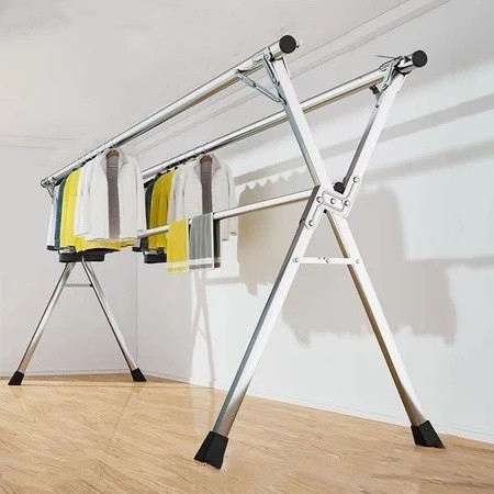 Jemuran Baju Stainless Steel Lipat - Rak Jemuran Dinding 3 Tingkat - Anti Karat - Muatan 20kg - Coco