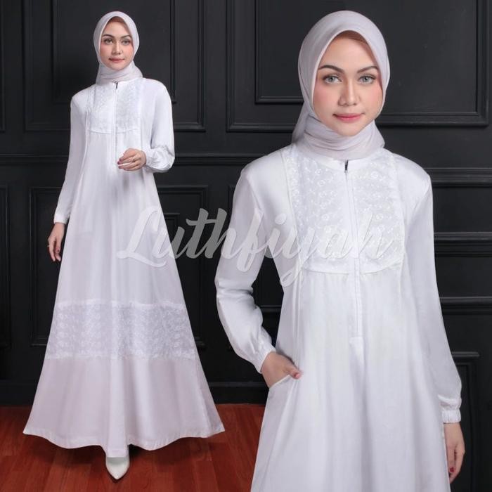 TERBARU / GAMIS PUTIH SIMPLE BAHAN KATUN PARIS / GAMIS MODEL TERKINI / GAMIS DEWASA REMAJA MODEL TER