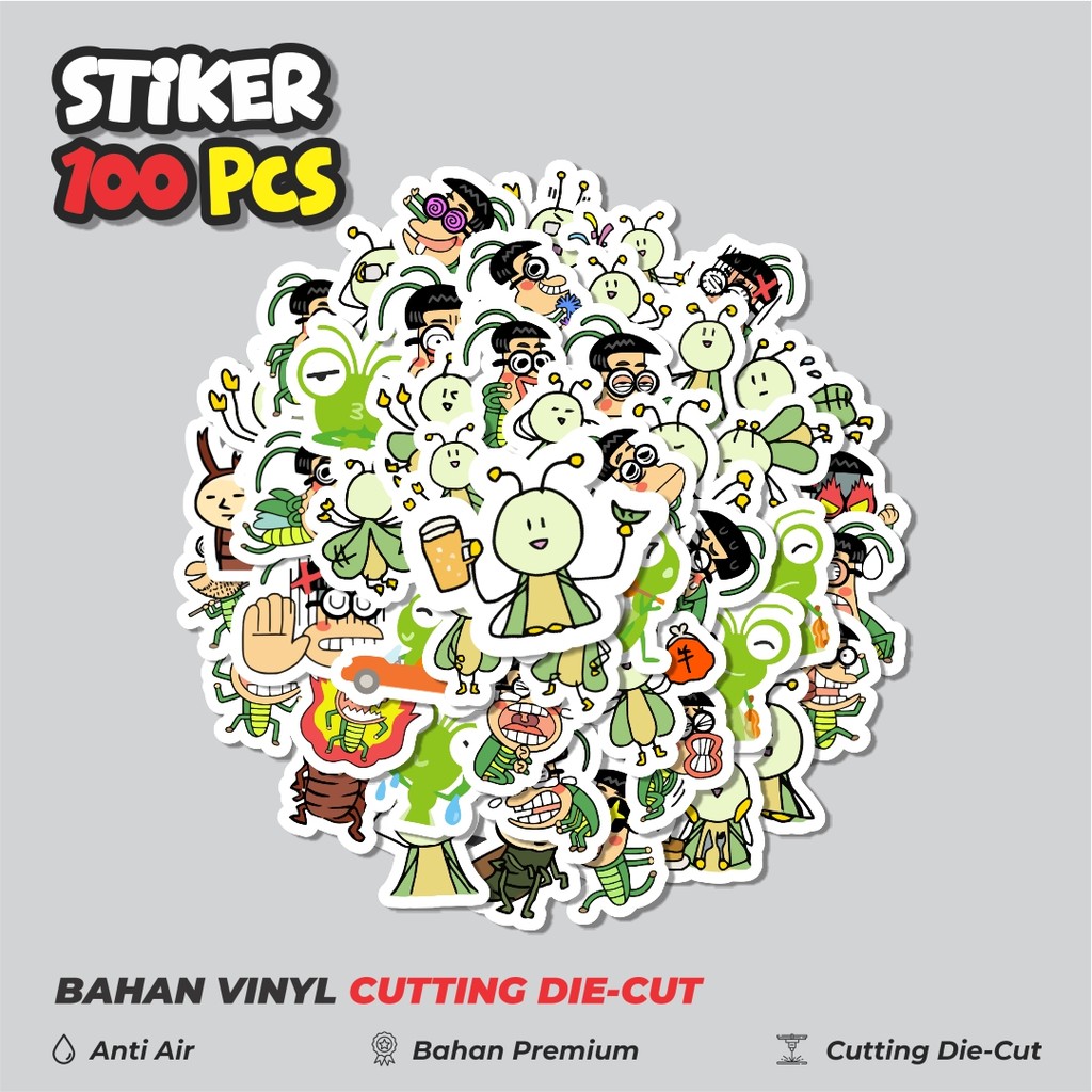 

Terbaru! 50 pcs Sticker Hewan Belalang Dekorasi Lucu Kreatif untuk Notebook, Skateboard, HP