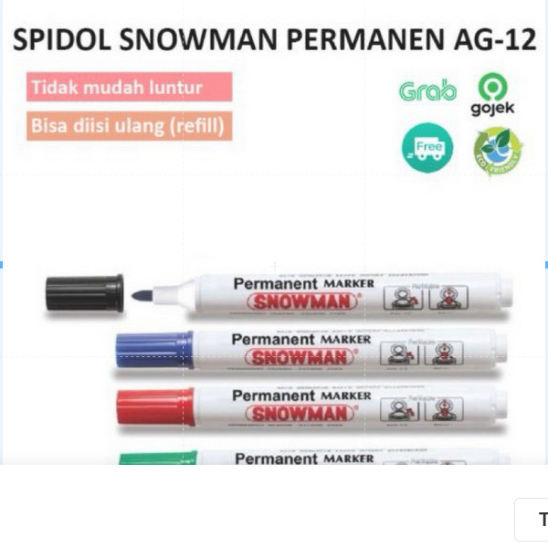 

( 1 PACK ) Spidol Snowman Permanen AG-12 permanen 1 PACK ISI 12 BIJI