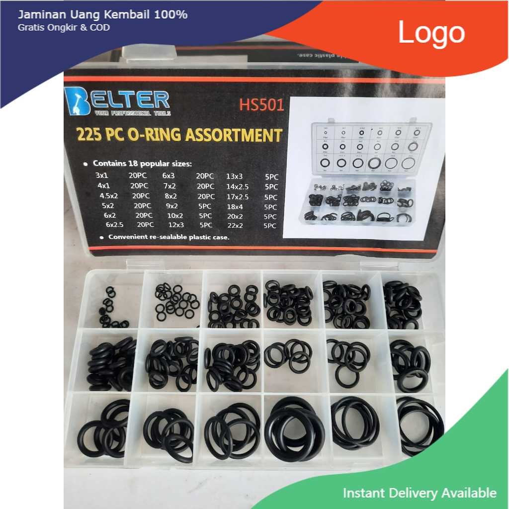 225 pcs Belter Karet O Ring Oring Seal Tightening