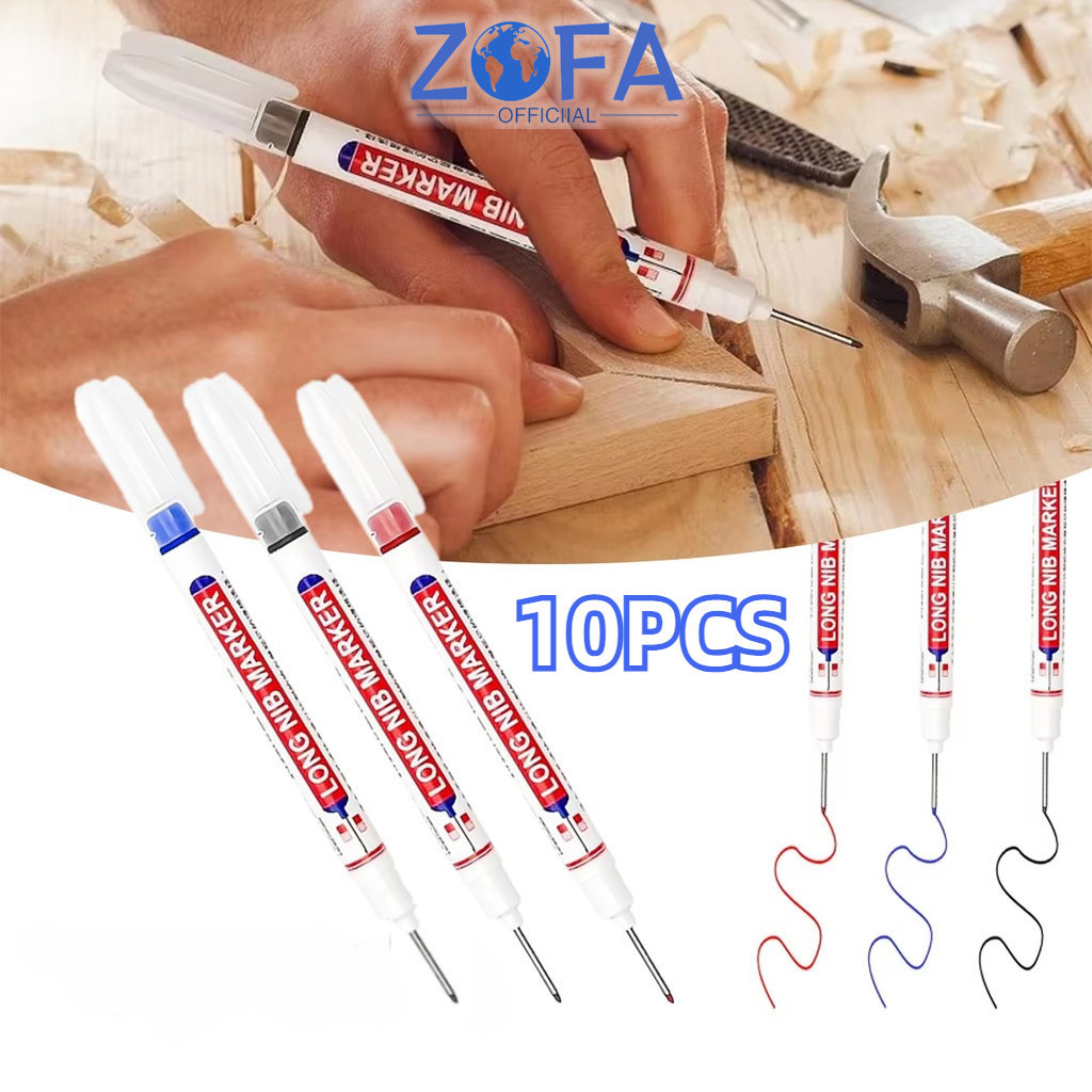 

10pcs/set Spidol Marker Anti Air Serbaguna Penanda Besi Kayu Kepala Panjang Long Head