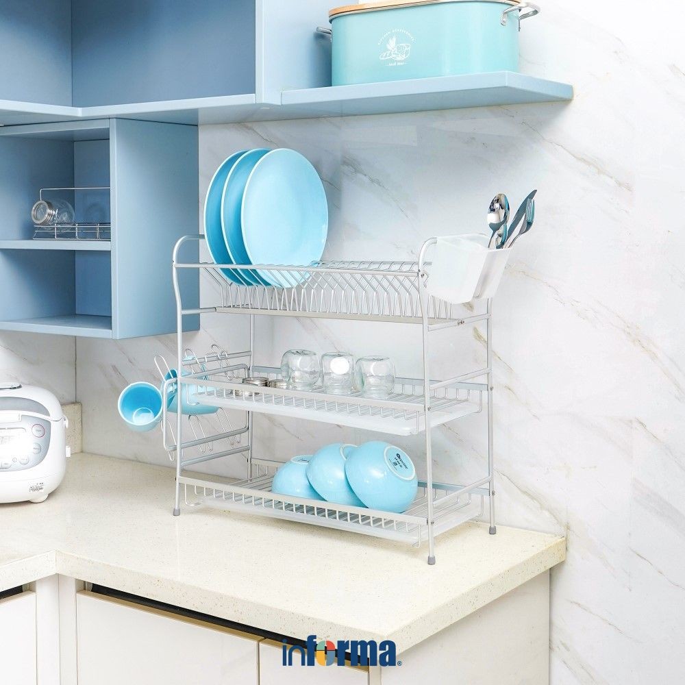 Informa Valco Rak Piring 3 Tingkat Dish Rack Tempat Peralatan Makan Perlengkapan Dapur Rak Pengering