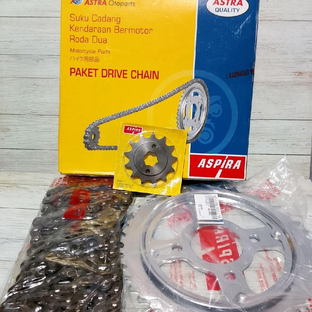 GEAR SET TIGER, TIGER REVO ASPIRA ORIGINAL GEAR PAKET, PAKET GIR&RANTAI H2-412PA-KCJ-111H (Ukuran 52