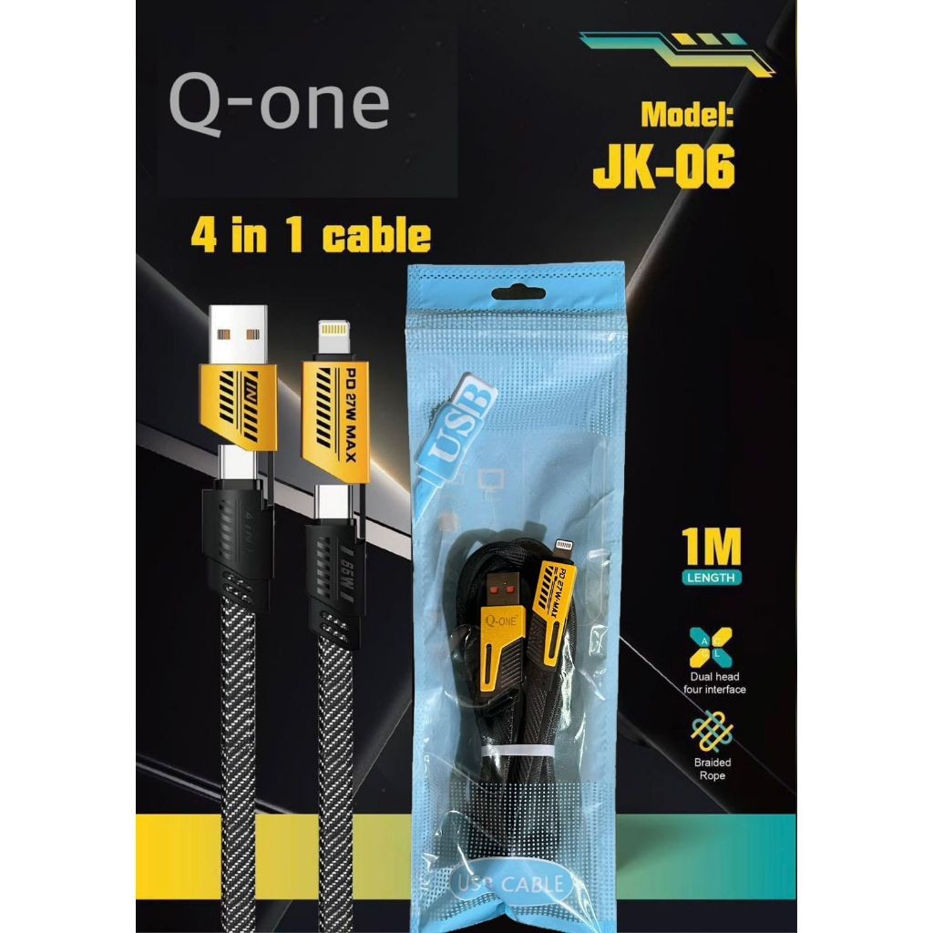 Kabel Data Jaspan 4in1 JK-06 Kabel Data Metal Pengisian Cepat Type-C Lightning Fast Charging Fungsio