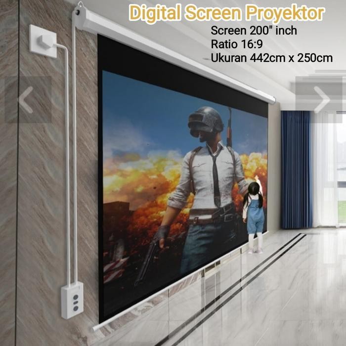 Screen Projector 200" 16:9 Motorize / Layar Proyektor 200" 16" Elektrik / Screen Projector 200" 16:9