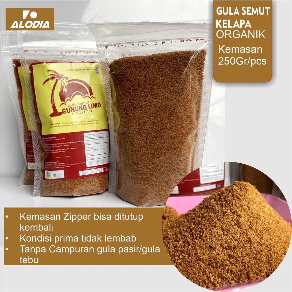 

Alodia - Gula Semut Kelapa Bubuk 250gr Organik Kualitas Ekspor 100% Murni Asli Tanpa Campuran Tebu