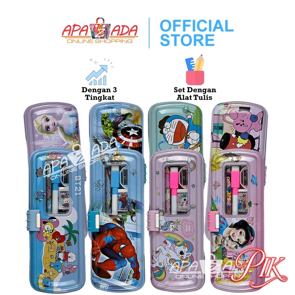 

Tempat Pensil Kaleng 3 Tingkat Set Alat Tulis Dan Whiteboard / Tepak Kotak Pensil Anak Karakter / Pencil Case Fancy LPY-99
