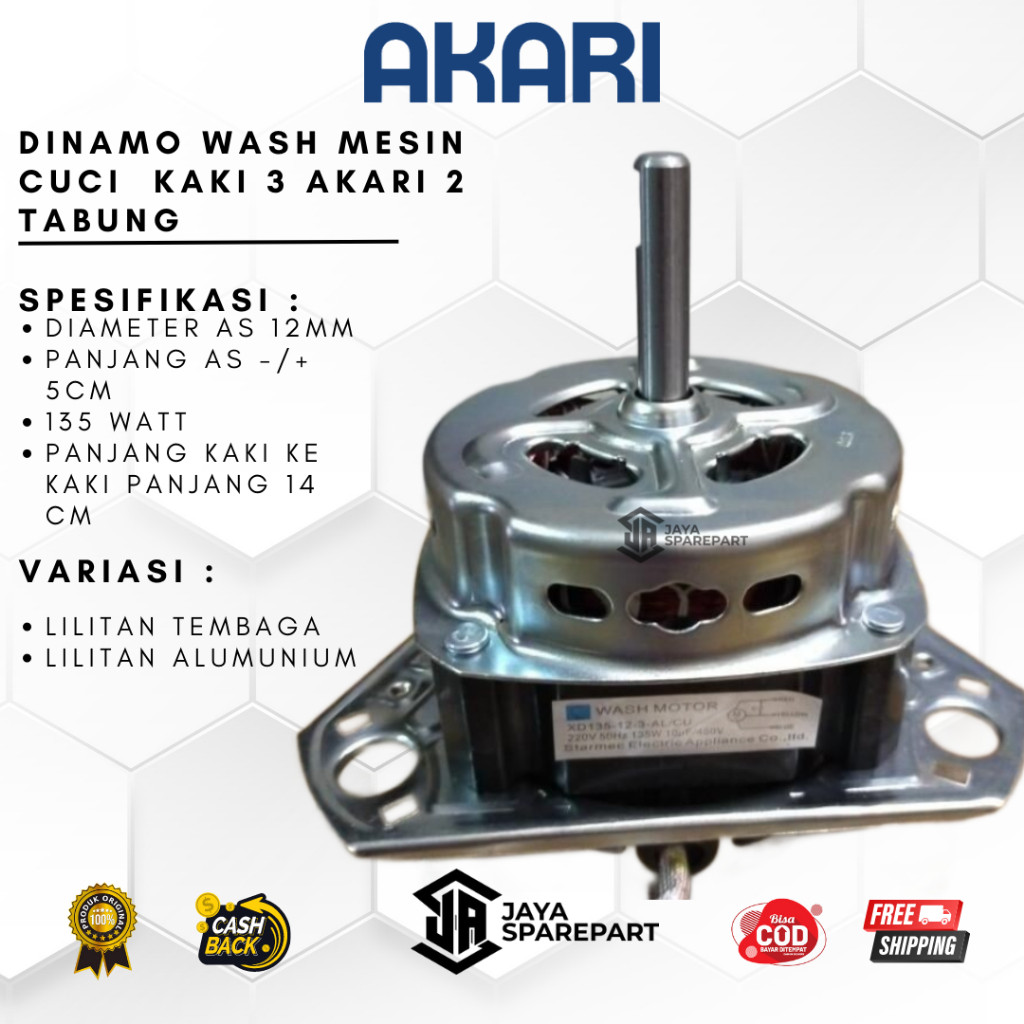 Dinamo Mesin Cuci Pencuci Wash kaki 3 Akari | Dinamo Wash Mesin CuciCO