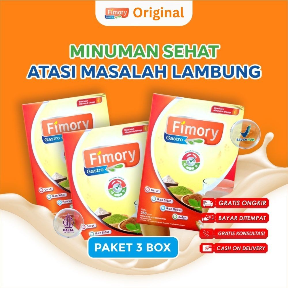 

FIMORY GASTRO 3 pcs - Minuman Umbi Garut 5X Atasi Asam Lambung Menahun dan GERD | Halal & Sudah BPOM