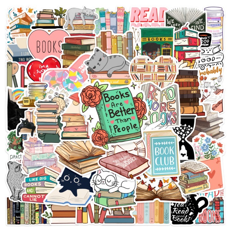 

10/25/50pcs Reading Books Stickers for DIY Suitcase Water Bottle Phone Guitar Laptop Car Scrapbooking Skateboard