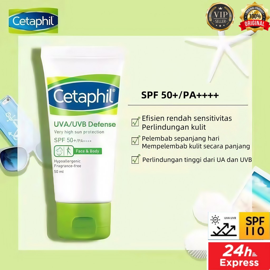 [COD ORI ] Cetaphil UVA/UVB Defense sunscreen SPF50+ PA++++ 50ml / Sunblock untuk Perawatan Wajah