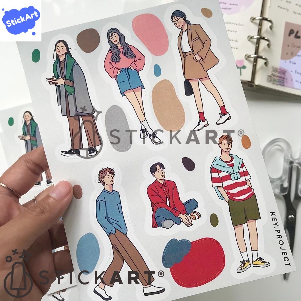 

[STICKART] Daily korean ootd sticker/ deco journal sticker BAHAN DAN KWALITAS PREMIUM