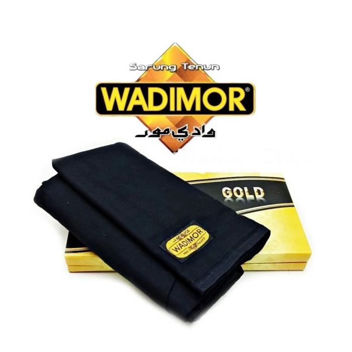 Sarung Tenun Wadimor Hitam dan Putih Polos  Muslim Dewasa Katun  Kain Santri Pria - Hitam, Dewasa