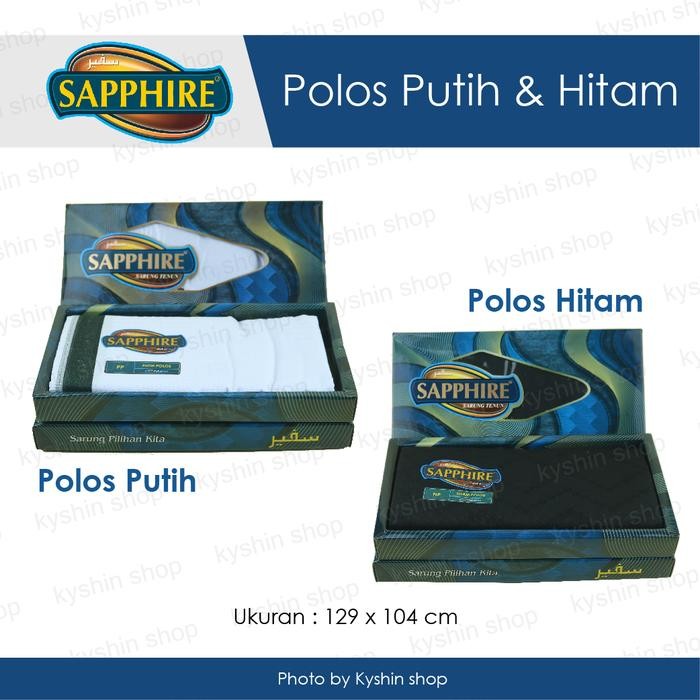 Sarung SAPPHIRE Hitam Putih Polos Tumpal - Kain Sarung Tenun Premium - PUTIH POLOS