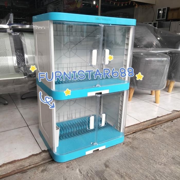 RAK PIRING PLASTIK JUMBO 2 TINGKAT PLASTIK FAWSLINE - Orange, TANPA BUBBLE