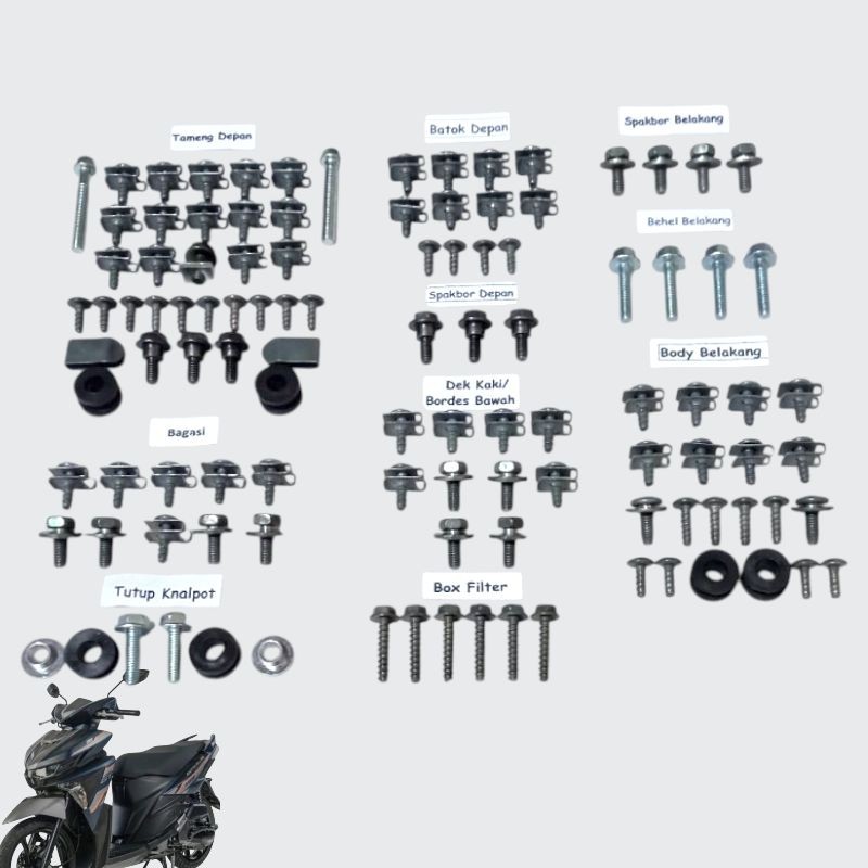 COD Baut Full Set Body Yamaha Mio Soul GT 125 All New / Baut Lengkap Cover Body Yamaha All New Mio S