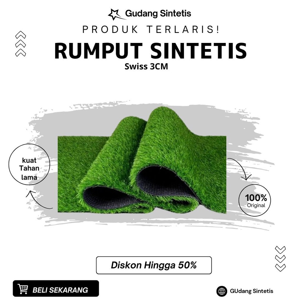 RUMPUT SINTETIS SWISS PREMIUM UKURAN 150x150 CM