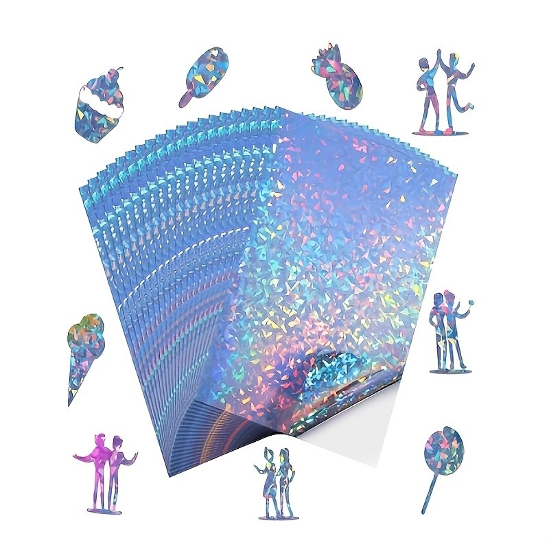 

10 Sheets A4 Holographic Laser Print Paper Waterproof Vinyl Print Stickers DIY Self-adhesive Paper for Laser Inkjet Printing