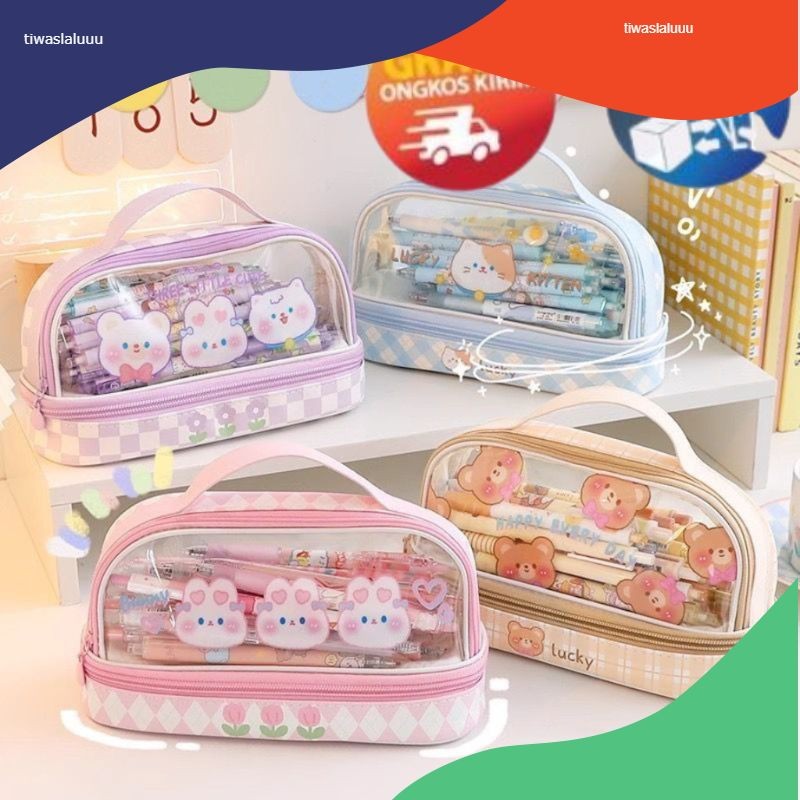 

KP195 - TEMPAT PENSIL KOTAK PENSIL TRANSPARAN PVC PENCIL CASE STATIONARY TAS PENSIL SEKOLAH LUCU KOTAK PENSIL ANAK