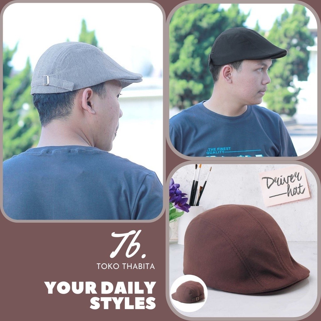 ELEGANT Flat Cap Hat Topi Kodok Newsboy Bahan Wool Patino Sidin Pria Dewasa Pet Pelukis Sutradara To