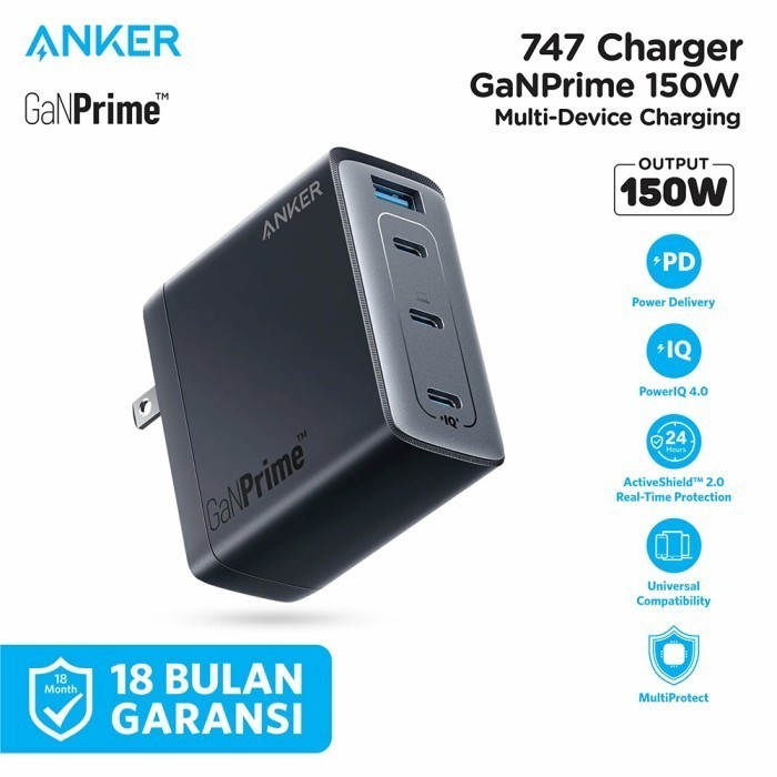 Anker 747 GaNPrime Charger GaN 150W 45W PPS PD 4 Port USB A C - A2340