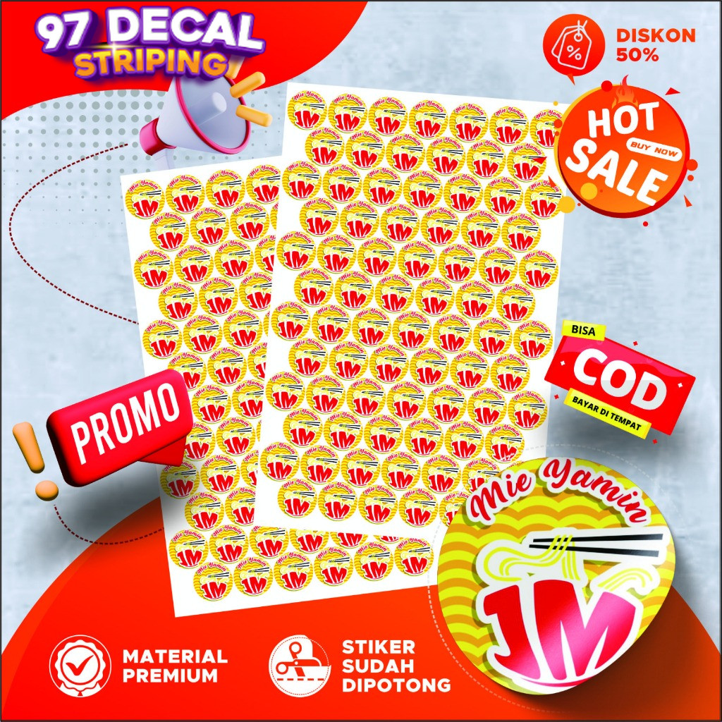 

Custom Stiker Label Makanan Minuman Olshop Logo + Potong | Print Sticker A3 AWET TERMURAH VIRAL