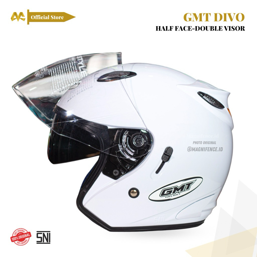 Helm Half Face GMT Original Double Visor Helem Motor SNI Murah Helmet Pria Wanita Dewasa