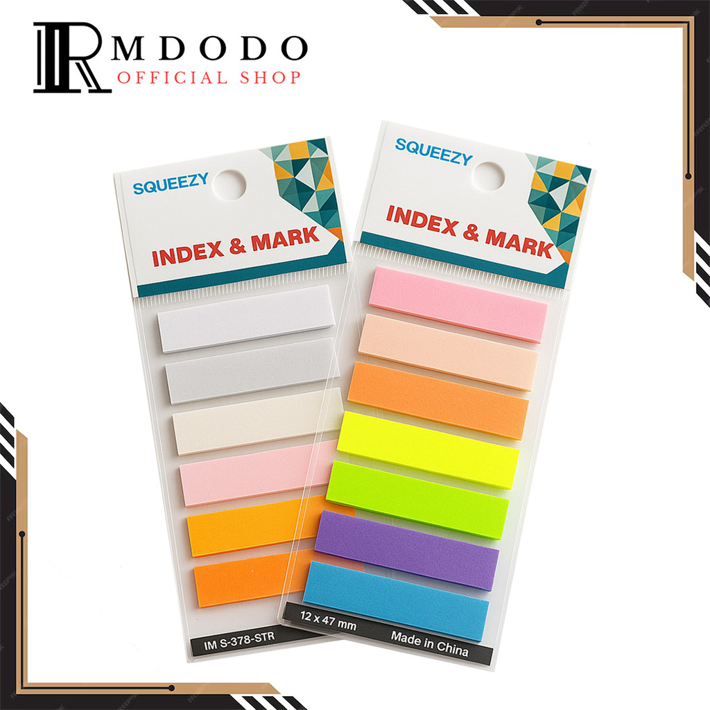 

Rmdodo - Index Mark Warna Strip 140 Lembar / Penanda Bahan Kertas Squeezy 7 Warna IM-SQ73-STR