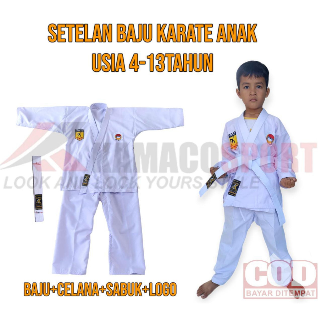 AD44 Baju Karate Anak Satu Set Plus Logo Bordir