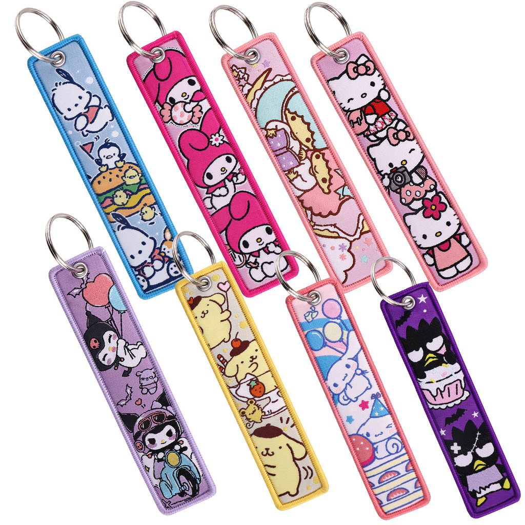 

Kawaii Anime Key Tag Cute Animals Embroidery Key Fobs Keychains for Car Motorcycles Fashion Jewelry Keyring Accessories Gifts