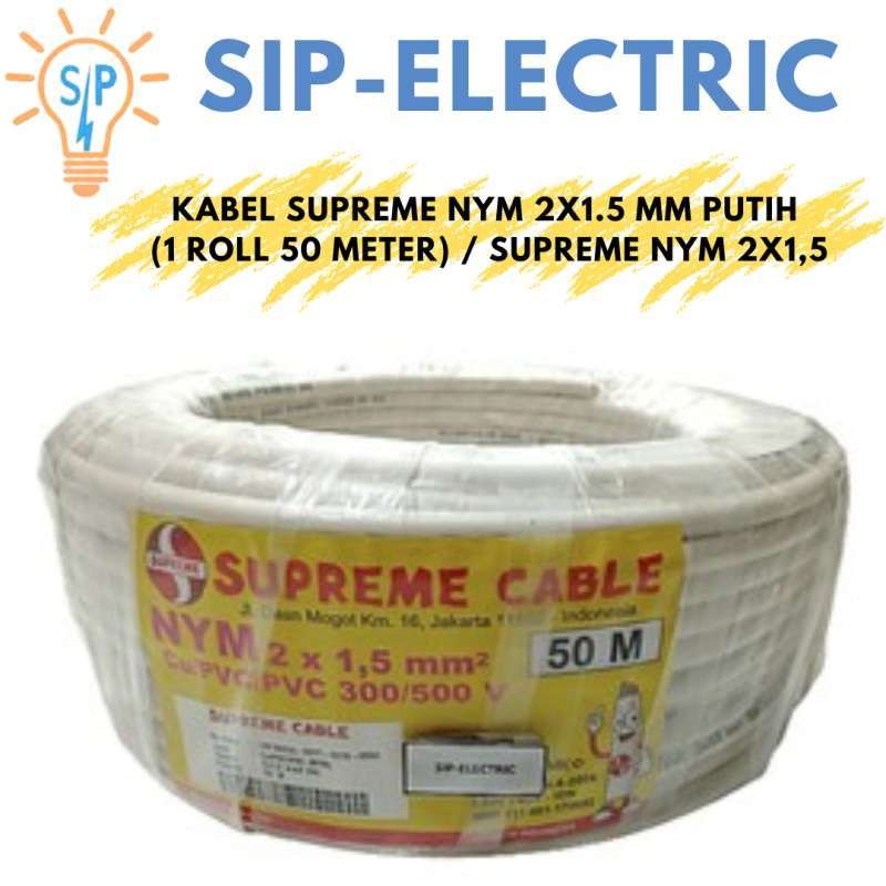 KABEL SUPREME NYM 2X1.5 MM PUTIH (1 ROLL 50 METER) / SUPREME NYM 2X1,5