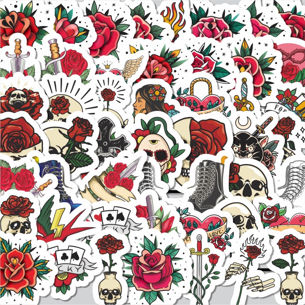 

Stiker Cutting Pack Stiker Goth Steampunk Rose [Bunga Mawar] Isi 100Pcs Series Aesthetic Lucu Keren Untuk Koper Bahan Vynil
