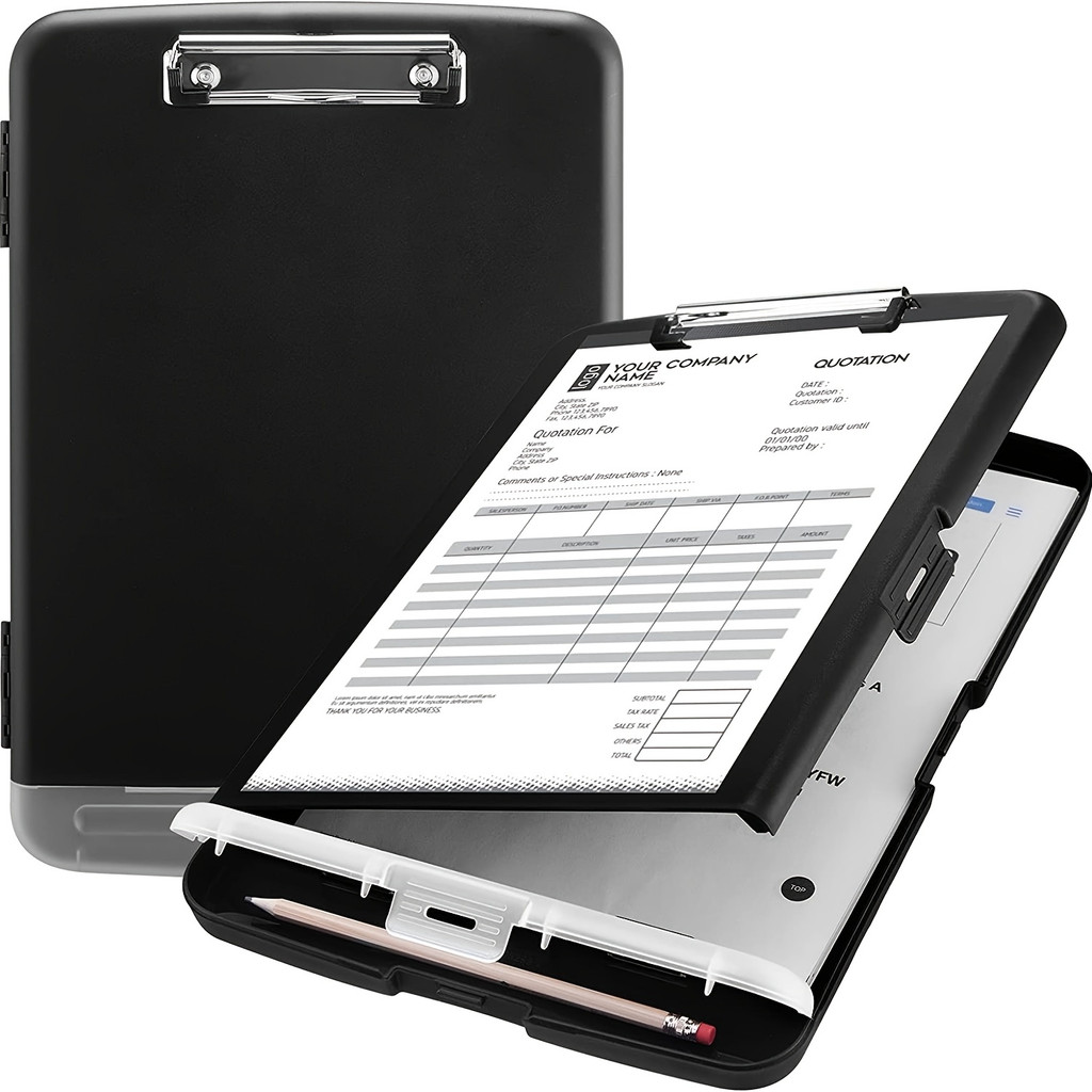 

Large A4 Waterproof File Box with Pen Slot Desktop Plastic Folder Data File Storage with Writing Board Clip for Office Supplies