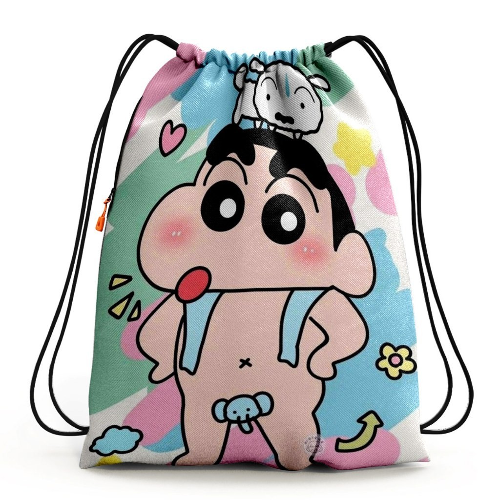 Tas Serut Lucu Shincan Fullprint Kanvas Tebal Tali Sumbu - Stringbag Ransel Sekolah