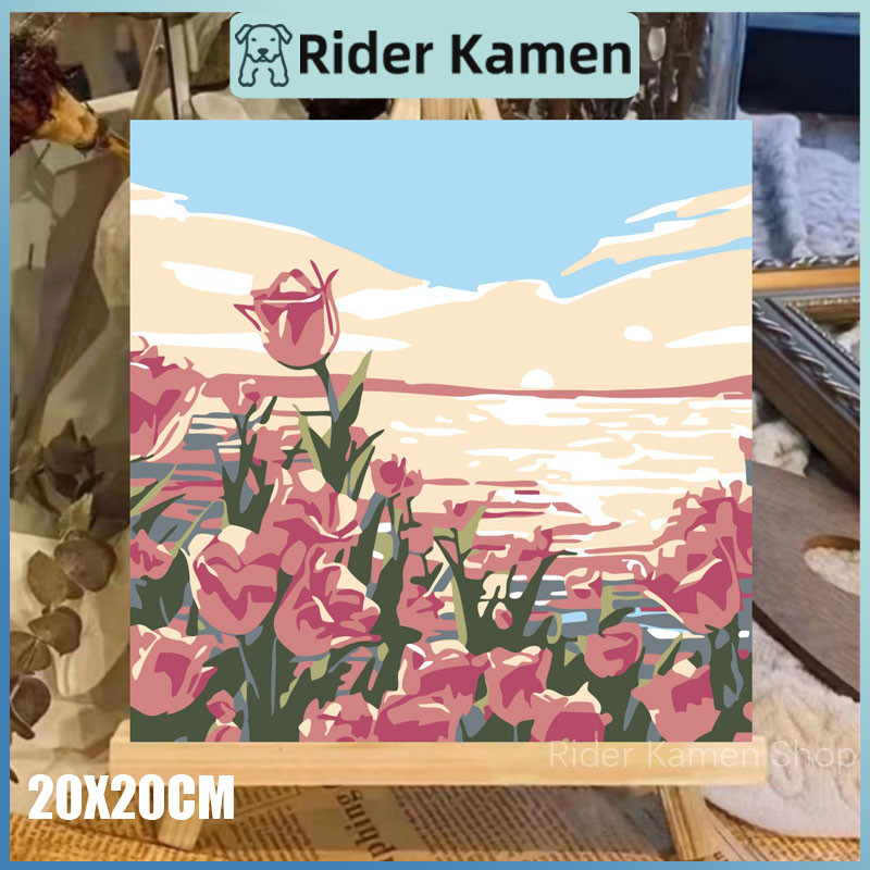 

20x20cm Lukisan Kanvas DIY Digital Painting Kit with Alat Lukis Lengkap 1 Paket