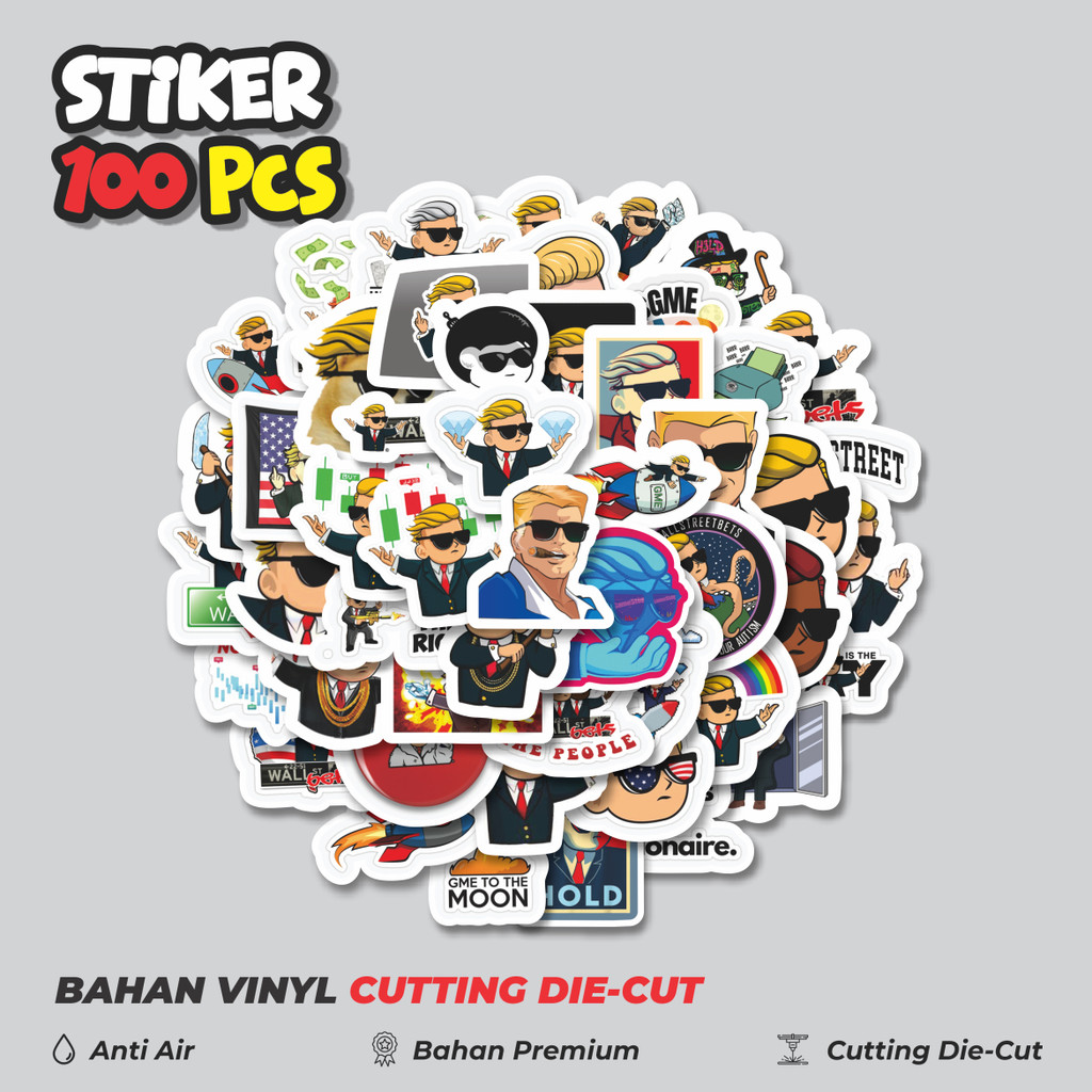 

Terbaru! 50 pcs Stiker Kartun WallStreetBets Dekorasi Lucu Kreatif untuk Notebook, Skateboard, HP